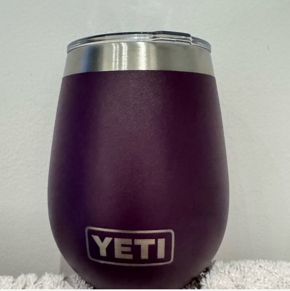 Pair of Yeti Rambler Wine Tumbler Rambler Dark Purple Eggplant Color with Lids - Picture 6 of 6